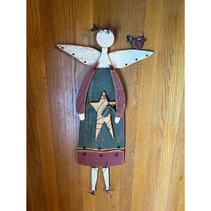 Rustic Farmhouse Decorative Wooden Angel American Primitive